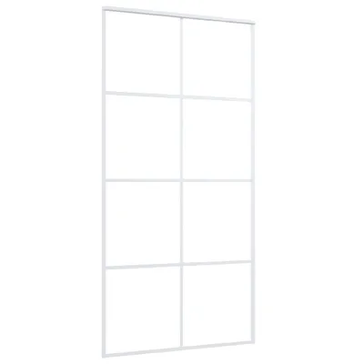 Image de vidaXL Porte coulissante verre ESG et aluminium mat 102,5x205 cm blanc