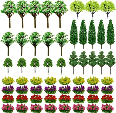 Imagen del producto de Miniaturas de árboles y arbustos, 60 unidades, de 5 a 13 cm, para maquetas