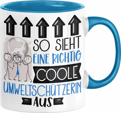 Produktbild von Umweltschützerin Geschenk Tasse Geschenkidee für Umweltschützerin Geburtstag Weihnachten Spruch So Sieht Eine Richtig Coole Umweltschützerin Aus Kaffee-Becher  (Blau)
