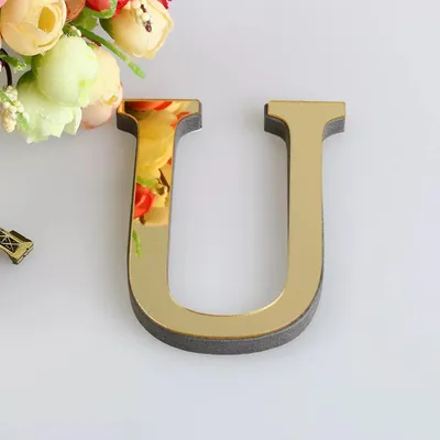 Produktbild von Wandaufkleber 3D Buchstabe goldfarben spiegelnd 150 mm, Buchstabe U