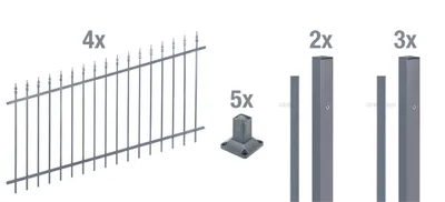 Produktbild von Alberts Zaunkomplettset Chaussee verstellbar, zum Aufschrauben | anthrazit | Höhe 100 cm | Länge 8 m