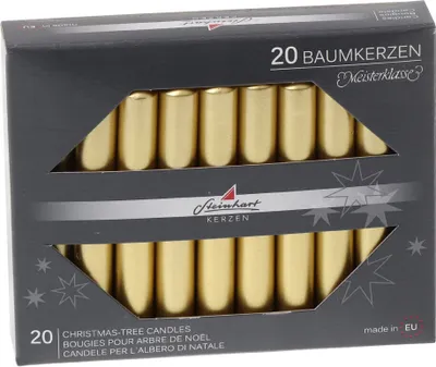 Produktbild von Baumkerzen Edelglanz Gold 95 x Ø 13 mm, 20 Stück