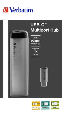 Obrázek produktu pro Verbatim 49140, USB 3.2 Gen 1 (3.1 Gen 1) Type-C, USB 3.2 Gen 1 (3.1 Gen 1) Type-C, Kov, USB, 3 A, 5 - 40 °C