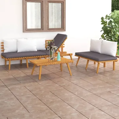 Produktbild von Möbel 3-tlg. Garten-Lounge-Set mit Kissen Massivholz Akazie - Gartenmöbelgarnituren 3087012