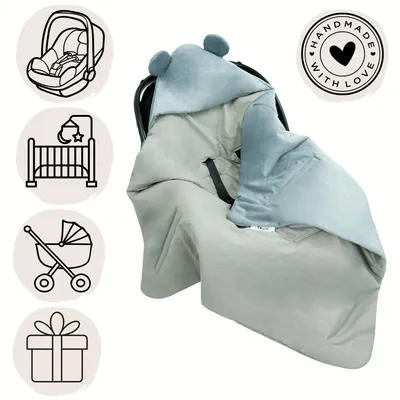 Produktbild von Flumi Einschlagdecke – warme Decke für Autositz, Babyschale und Kinderwagen, Baumwolle, Handarbeit, waschbar