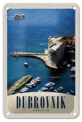 Produktbild von Blechschild Reise 12x18cm Dubrovnik Kroatien Meer Turm Dekoration