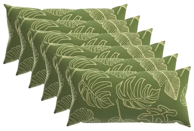 Zdjęcie produktu dla Pokrowce na poduszki vidaXL, 6 sztuk, wzór "liście", 40 x 70 cm, poliester