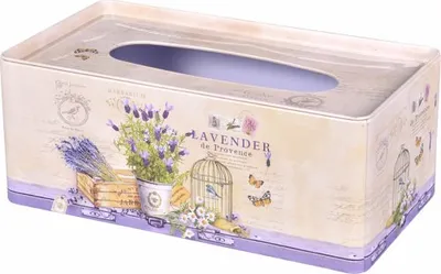 Obrázok produktu pre Krabička LEVANDULE s kľúčom na vreckovky 24x13x10cm