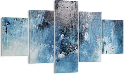 Produktbild von Bild auf Leinwand - Leinwandbild - 5 Teile - Abstraktion Blau Schwarz - 125x70cm - Wand Bild - Wanddeko - Wandbilder - Leinwanddruck - Bilder - Wanddekoration - Leinwand bilder - EA125x70-4155