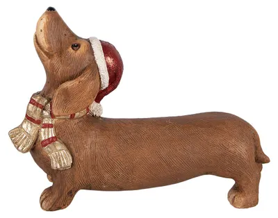 Produktbild von Clayre & Eef Dekorationsfigur Hund 37x11x27 cm Braun Keramikmaterial Dackel