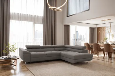 Image de FALIO Canapé d'angle en L avec fonction couchage, style moderne, pour salon et chambre ? coucher Grey Right
