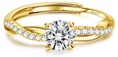 Imagen del producto de Anillo de plata de ley 925, ajustable, con cubic zirconia, anillo para mujer, anillo de compromiso
