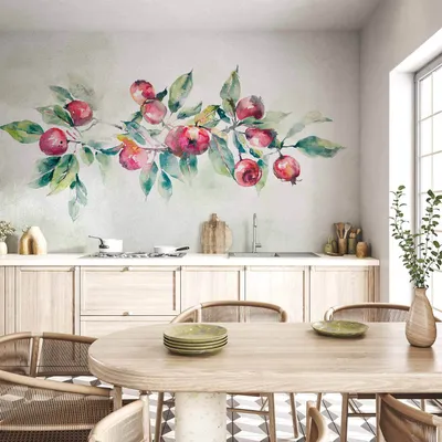 Produktbild von Vlies Fototapete - Apple branch - landscape with a plant and red apples on a white background 350x245 cm Blätter b-C-10138-a-a