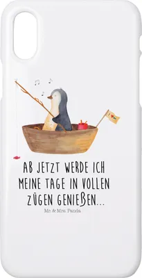 Produktbild von Mr. & Mrs. Panda Iphone 10 Handyhülle Pinguin Angelboot - Weiß - Geschenk, Angeln, Optimistisch, X, Hülle, Boot, Motivation, Cover, Handy, Trennung