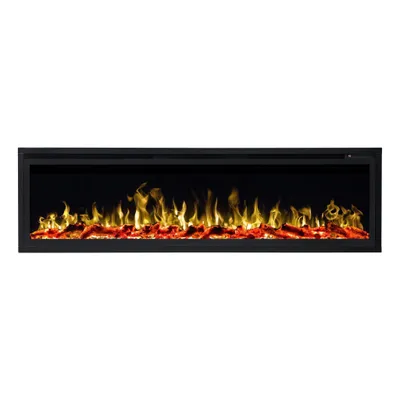 Zdjęcie produktu dla Kominek elektryczny AFLAMO Royal 50 - ścienny i do zabudowy - 126x43x15 cm - dekoracyjny kominek elektryczny LED z ogrzewaniem 750/1500 W