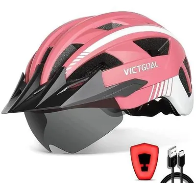 Zdjęcie produktu dla Kask rowerowy mtb dla dorosłych z magnetycznymi okularami daszek LED