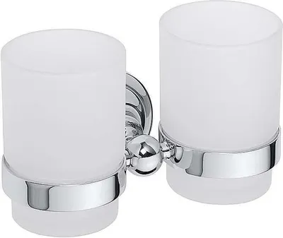 Produktbild von BETRO CHROM Doppelglashalter Messing Glas Chrom 160x95x90 mm für Bad & WC >> zum Bohren