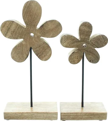Produktbild von 2x Dekofigur Blume Mango Holz 25+30cm – Tischdeko