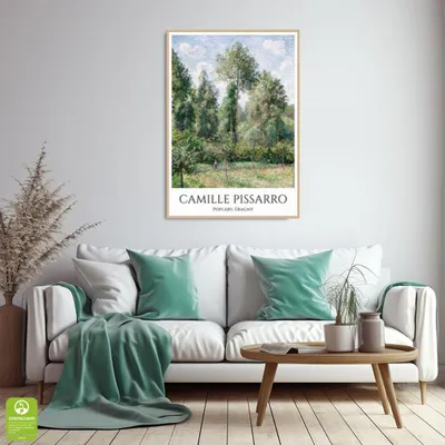 Zdjęcie produktu dla OBRAZ PLAKAT W RAMIE 50X70 C. Pissarro Poplars Eragny Salon Biuro, Obraz wygenerowany przez AI