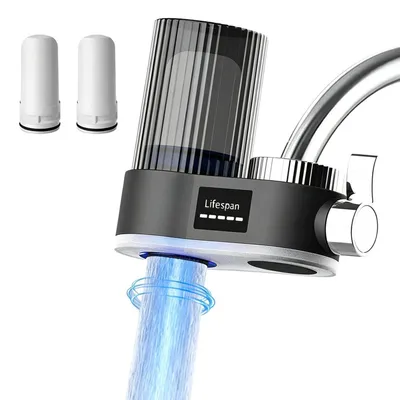 Produktbild von Wasserfilter für Wasserhahn mit LED-Anzeige, 7-Stufen-Filtration, UV-Sterilisation, 2 Filter