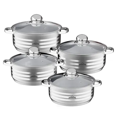 Produktbild von Homelux Topfset induktion Edelstahl Kochtopf 8-teilig mit Glasdeckel für alle Herdarten