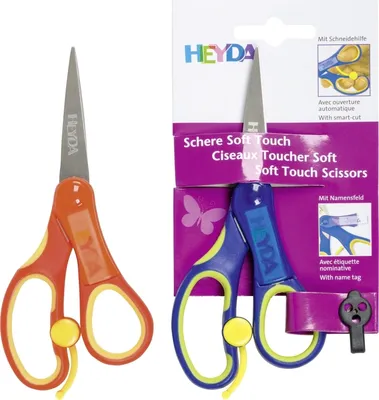 Produktbild von Kinderschere SoftTouchplus 13,5cm spitz farbig sortiert Packung mit 12 Stück