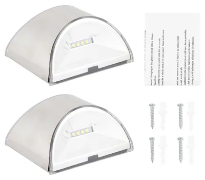 Image de Lampes de sécurité solaires en acier inoxydable avec contrôle de l'éclairage, applique murale pour l'extérieur, idéale pour les escaliers