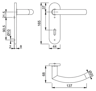 Produktbild von Trondheim HOPPE Türdrücker-Kurzschild-Garnitur, E1430Z/353K  (Ausführung: Drücker/Drücker, Lochung: BB, Entfernung: 72mm, Türstärke: 35 - 45 mm) Ausführung: Drücker/Drücker Lochung: BB Entfernung: 72mm Türstärke: 35 - 45 mm