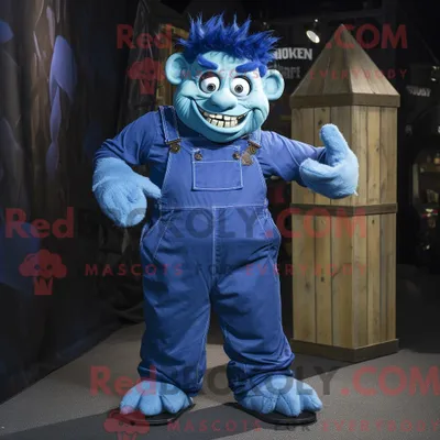 Produktbild von Blaues REDBROKOLY Frankenstein-Monster-Maskottchenkostüm mit Latzhose und Hosenträgern