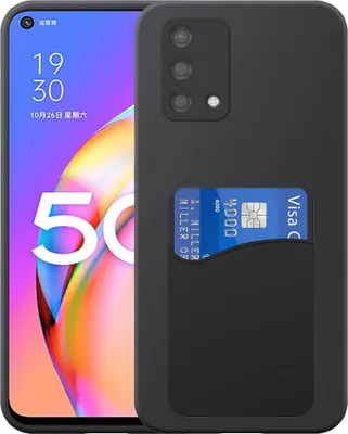 Immagine prodotto di Adatto per Oppo A93 5G Custodia del telefono con supporto per schede in silicone - Custodia posteriore flessibile in silicone TPU con slot per schede in silicone - Nero - Smartphonics