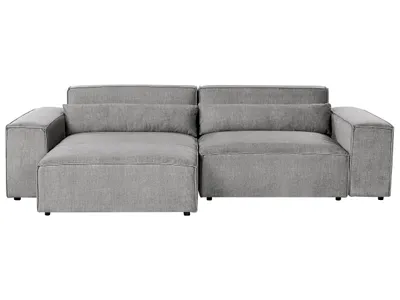 Produktbild von BELIANI Modul 2-Sitzer Ecksofa Grau Stoffbezug mit Chaiselongue Rechts 2 Dekokissen Armlehnen Skandi Modern Modulsofa Wohnzimmer Ausstatttung