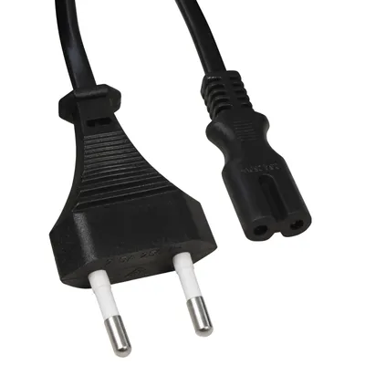 Produktbild von Euro-Netzkabel McPower mit Doppelnutstecker, 1,5m, 0,75mm², schwarz