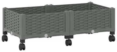 Obrázok produktu pre vidaXL Záhradný kvetináč na kolieskach, svetlosivý, 80 x 40 x 33 cm, PP