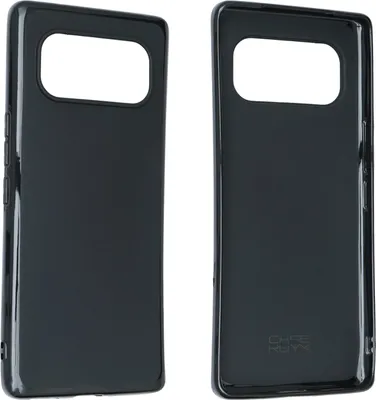 Two black phone cases are shown side-by-side against a white background.