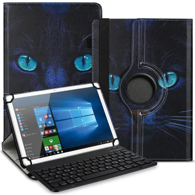 Produktbild von Tablet Tasche 10 10.1 Zoll Tastatur Hülle Schutzhülle Case Bluetooth 360 DrehbarFarbe Uni 360 Taschen:Motiv 10
