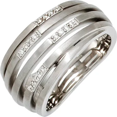 Produktbild von JOBO Damen Ring 925 Sterling Silber rhodiniert mattiert 16 Diamanten Brillanten Größe 56
