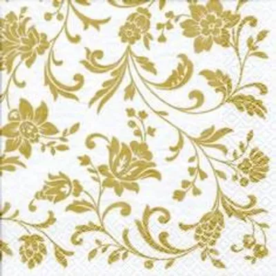 Obrázok produktu pre Ubrousky 24 x 24 cm – Arabesque White, zlatá a biela