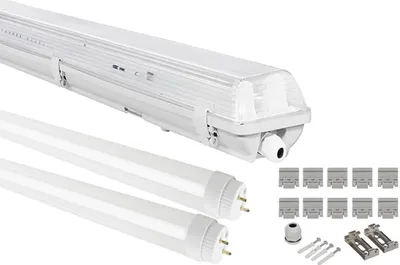 Produktbild von LED Feuchtraumleuchte, Feuchtraumleucht 120cm IP65, 2x T8 LED, 18W 120cm 3600LM, Kaltweiss 6000K