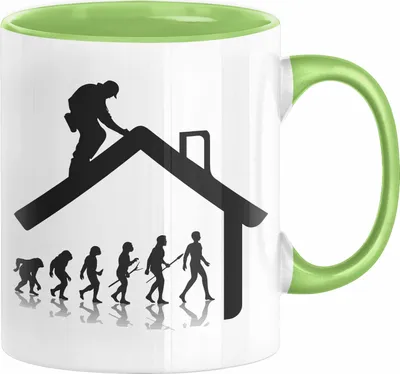 Produktbild von Dachdecker Geschenk Tasse Evolution Geschenkidee Spruch (Grün)