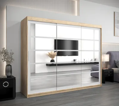 Image de MINIO Armoire 250 cm ROMA 2 Chêne Sonoma / Blanc