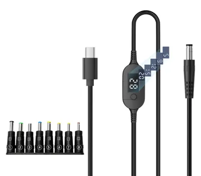 Produktbild von INF USB-C zu DC Kabel 1m 140W PD3.1 TPE und PVC 6 Spannungen für Laptop