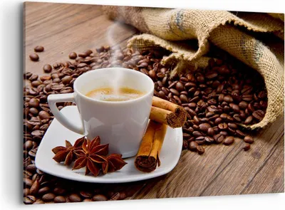 Produktbild von Bild auf Leinwand - Leinwandbild - Kaffee schwarz Frühstück Schokolade - 100x70cm - Wand Bild - Wanddeko - Leinwanddruck - Bilder - Kunstdruck - Leinwand bilder - Wandkunst - AA100x70-2152