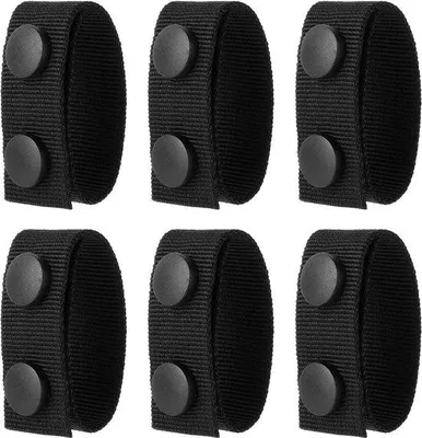 Image de 6 attaches élastiques à double fermeture pour ceintures de sécurité de 5 à 5,7 cm, en nylon, noir, de qualité militaire