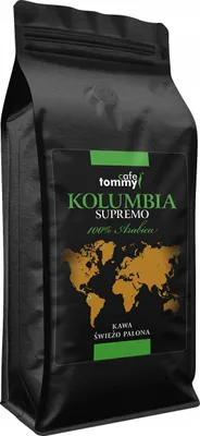 Immagine prodotto di 1 kg di chicchi di caffè Colombia Supremo 100% Arabica, appena tostati per macchine da caffè espresso
