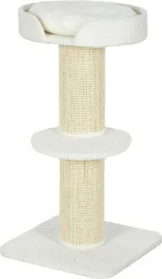 Produktbild von Katzenbaum  91cm Spielbaum mit Katzenbett, Plattform Wolle Creme