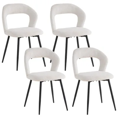 Immagine prodotto di Set di 4 sedie da pranzo - Sedie da cucina imbottite - Rivestimento in lino - Gambe in metallo - Stile moderno e minimalista - Senza braccioli - Beige