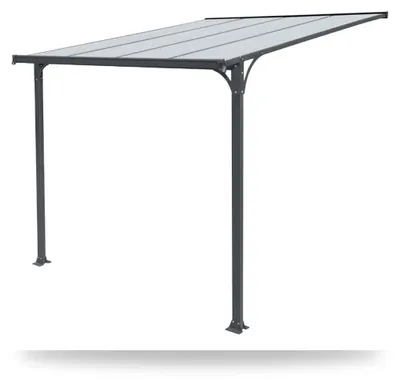 Produktbild von Haustürvordach ENTRY L Aluminium 294 x 150 cm mit Polycarbonat-Dach und Regenrinne Anthrazit