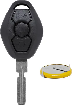Produktbild von Auto Schlüssel Funk Fernbedienung 1x Gehäuse 3 Tasten + 1x fest eingegossener Rohling HU58 + 1x LIR2025 Akku Batterie kompatibel mit BMW