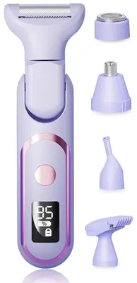 Produktbild von Multifunktionaler Damen Rasierer elektrisch 5-in-1, sanfte Haarentfernung, LCD Display, wasserfest, für Gesicht, Körper & Nase