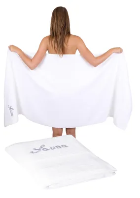 Produktbild von Betz 2 tlg. Saunatücher Set FRANCE Größe 80x200 cm Farbe - weiß 100% Baumwolle Saunatuch Saunahandtuch